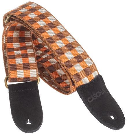 CASCHA CUS-JW4 Ukulele Strap Jacquard - Checkered Orange     