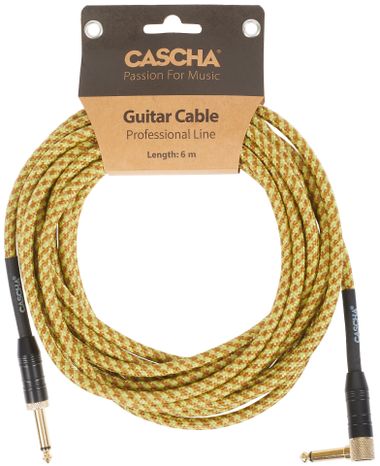 CASCHA Professional Line Guitar Cable, Angled, Tweed Natural, 6 m