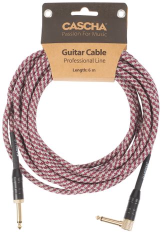 CASCHA Professional Line Guitar Cable, Angled, Tweed Red, 6 m