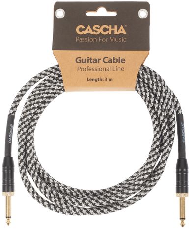 CASCHA Professional Line Guitar Cable, Straight, Tweed Black, 3 m