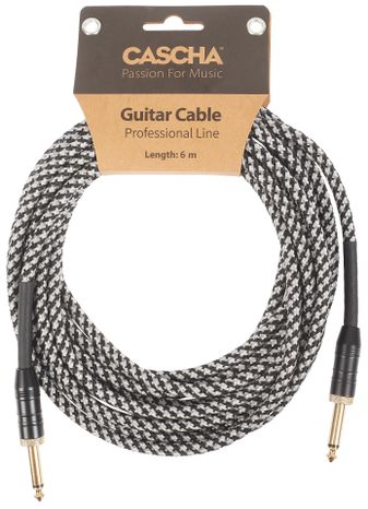 CASCHA Professional Line Guitar Cable, Straight, Tweed Black, 6 m