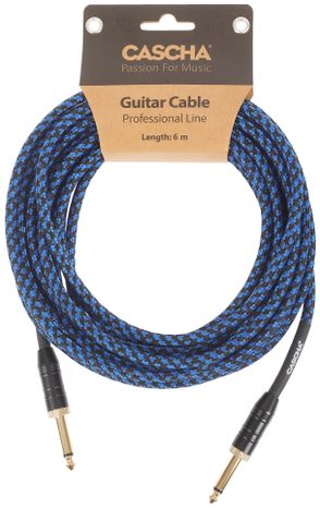 CASCHA Professional Line Guitar Cable, Straight, Tweed Blue, 6 m