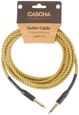 CASCHA Professional Line Guitar Cable, Straight, Tweed Natural, 3 m