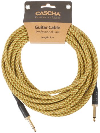 CASCHA Professional Line Guitar Cable, Straight, Tweed Natural, 9 m