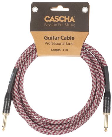 CASCHA Professional Line Guitar Cable, Straight, Tweed Red, 3 m