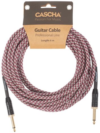 CASCHA Professional Line Guitar Cable, Straight, Tweed Red, 6 m