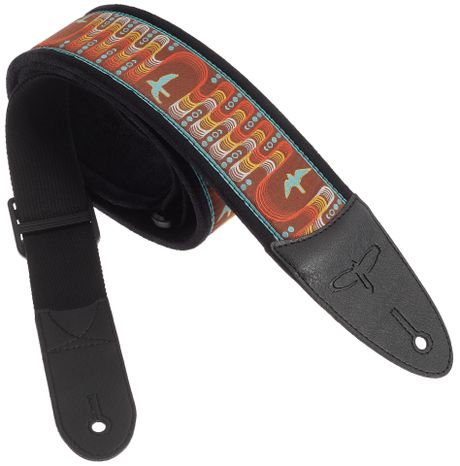 PRS 2.4" Padded Guitar Strap w/FLASH, Custom Jacquard Birds Wavelength, Orange